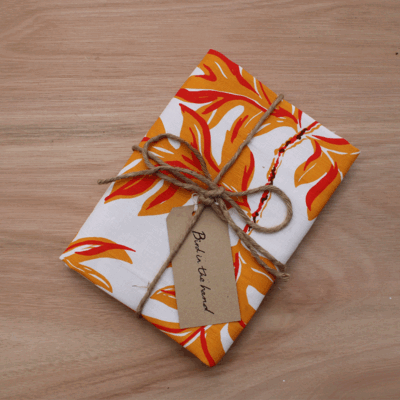 BREADFRUIT - Red on cotton linen union (0.7m)