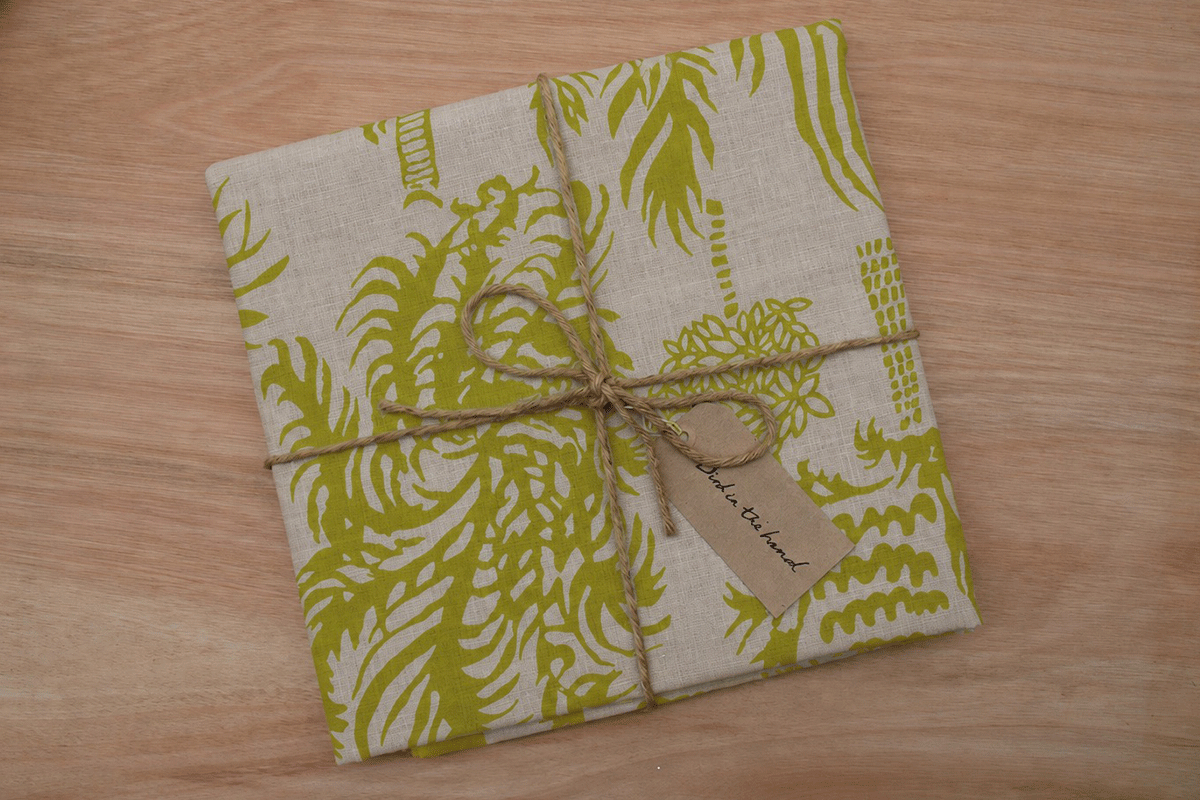 PALMS 2 - Chartreuse on linen (0.6m)