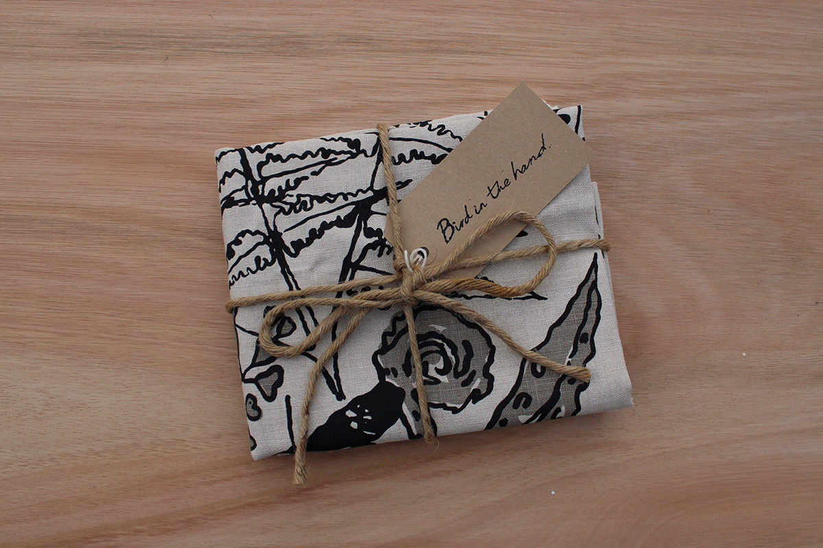 FERNS - Black on linen (0.78m)