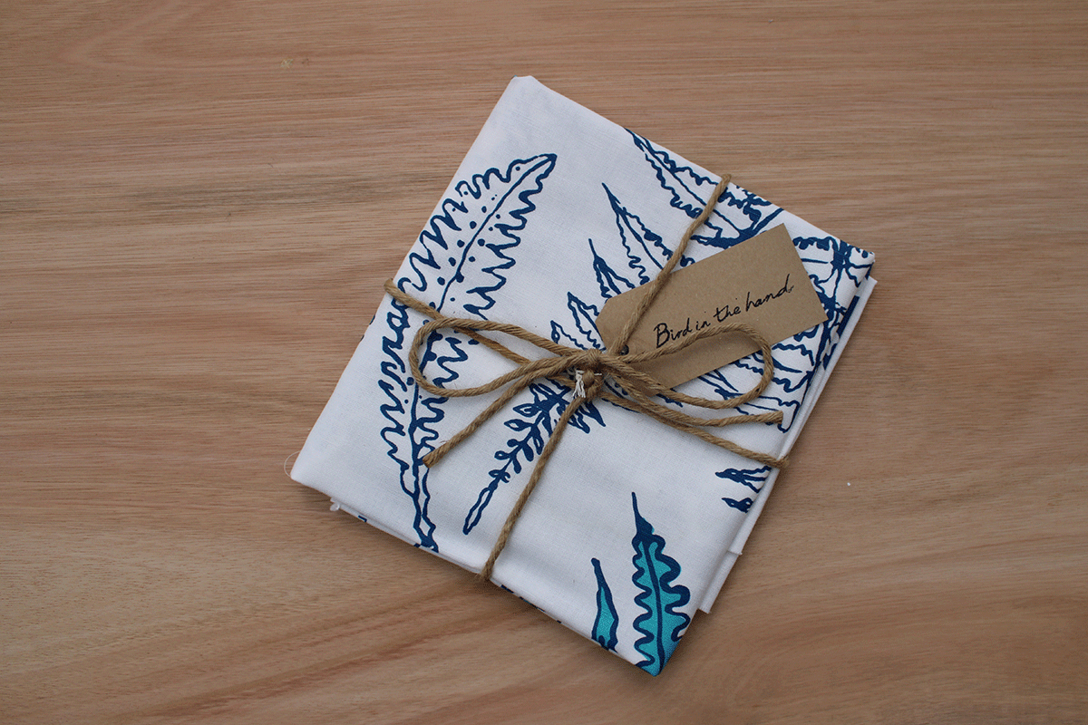 FERNS - Blue on cotton linen union (0.85m) - Image 2