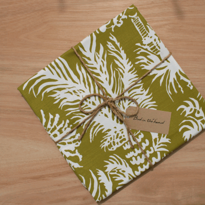 PALMS - Olive on cotton linen union (2.2m)